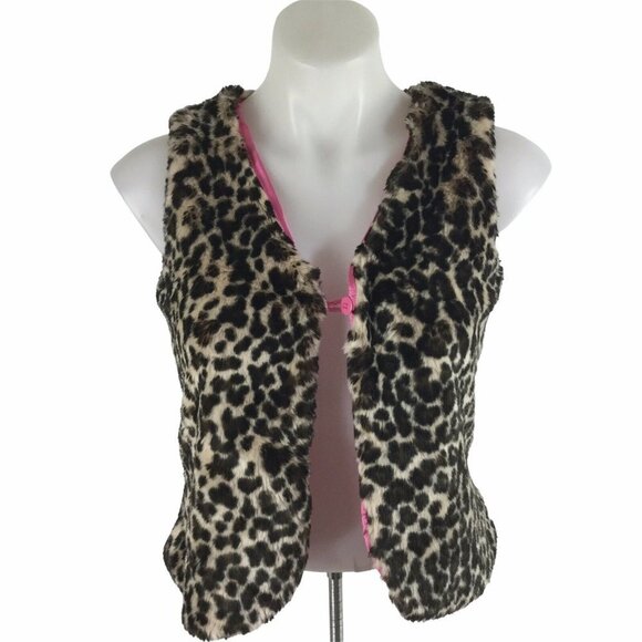 Hanna Andersson Girls Cheetah Print Vest 150 Sz 12 - Picture 1 of 8